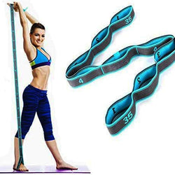 Elastic Stretch Band Strap with 9 Loops for Yoga | Physical Therapy, Dance & Workout | Light Resistance Exercise Band for Strength & Flexibility Training | Stretch Assist for Rehabilitation & Fitness