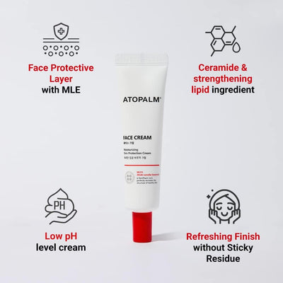 ATOPALM Face Cream, 1.1 Fl. Oz., 35ml, Daily Hydrating Facial Moisturizer, Low pH Hypoallergenic Moisturizing Skin Barrier Cream with Vitamin E, Vitamin B5 for Sensitive Skin