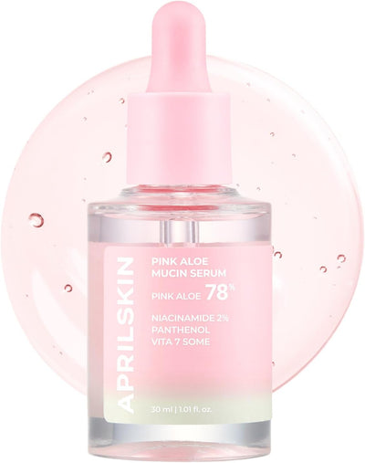 APRILSKIN Pink Aloe Mucin Serum 1.01 fl.oz (30ml) Hydrating 78% Jeju Aloe Mucin Formula with Non-Sticky Finish for a Glass Glow Look, Korean Skincare