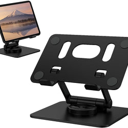 360° Rotating Tablet & Phone Stand | Adjustable & Foldable Metal Tablet Bracket Holder for Desk | Dual Rod Stable iPad Stand | Compatible with iPad Pro/Air/Mini, Galaxy Tab, iPhone 16 Pro Max, S25