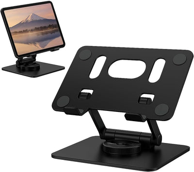 360° Rotating Tablet & Phone Stand | Adjustable & Foldable Metal Tablet Bracket Holder for Desk | Dual Rod Stable iPad Stand | Compatible with iPad Pro/Air/Mini, Galaxy Tab, iPhone 16 Pro Max, S25