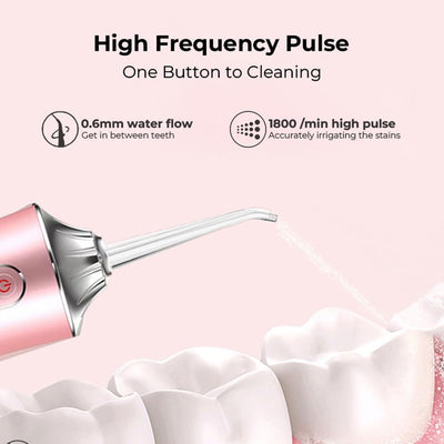 Wireless Oral Irrigator, USB Rechargeable Teeth flosser with 4 Nozzles, 3 Pressure Modes, Waterproof, Teeth Cleaner & Whitening, Portable Cordless Oral Care for Bad Breath(Pink)