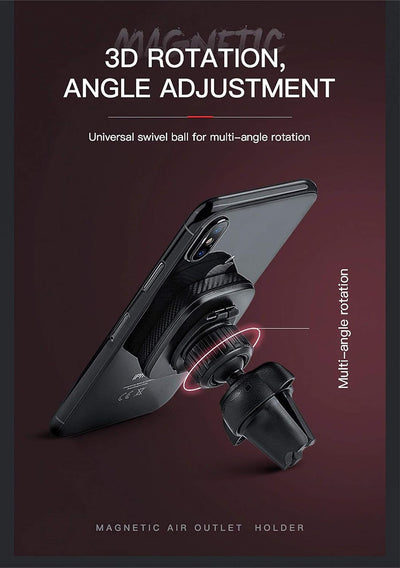 Magnetic Car Phone Holder – Strong Car Mount for Air Vent & Dashboard, Universal Magnetic Mount for All Cell Phones