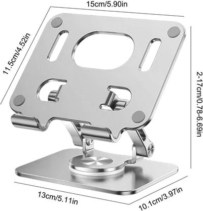 360° Rotating Tablet & Phone Stand | Adjustable & Foldable Metal Tablet Bracket Holder for Desk | Dual Rod Stable iPad Stand | Compatible with iPad Pro/Air/Mini, Galaxy Tab, iPhone 16 Pro Max, S25 Ult