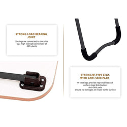 Portable Folding Laptop Desk with 4 USB Ports &Cup Holder, Adjustable Lap Tray for Bed, Non-Slip Legs, Foldable Notebook Stand, Reading Table for Work, Study, Camping - 60x40x28cm, Cream