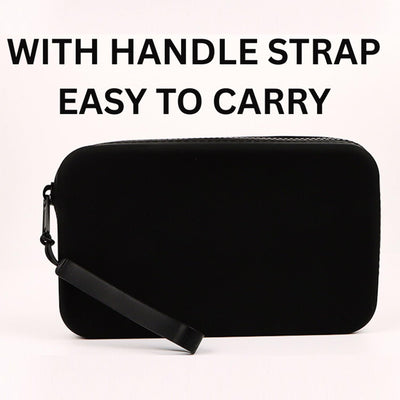 Silicone Large Makeup Bag, Travel Toiletry Bag For Women Big Makeup Bag Organizer Portable Cosmetic Bag Zipper Pouch Purse Waterproof Makeup Storage Bag (Medium Black)