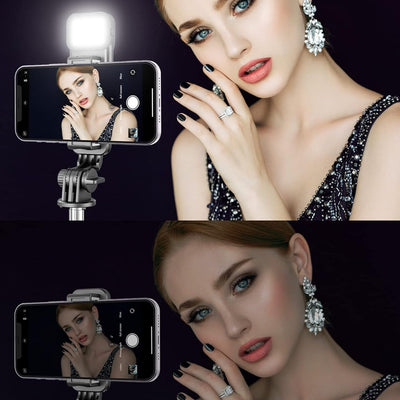 100cm Selfie Stick Tripod with Light, 7-Section Extendable Phone Tripod Stand with Wireless Remote, Stainless Steel & ABS, Portable for Selfies/Live/Video Recording, Compatible with iPhone & Android