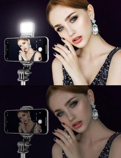 100cm Selfie Stick Tripod with Light, 7-Section Extendable Phone Tripod Stand with Wireless Remote, Stainless Steel & ABS, Portable for Selfies/Live/Video Recording, Compatible with iPhone & Android