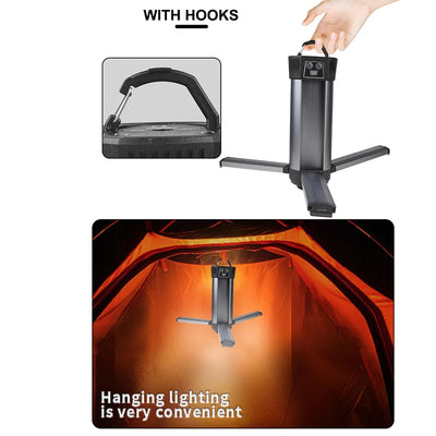 Rechargeable LED Camping Light Outdoor | Work Light with Tripod Stand | 360° Foldable Rotatable | Digital Display | Dimmable Brightness | 6000mAh Battery | Camping Light with Stand, Portable