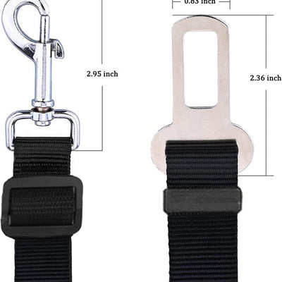 Adjustable Dog Seat Belt for Cars - Universal Pet Safety Harness with Durable Metal Clip and Elastic Nylon Strap, Prevents Distractions