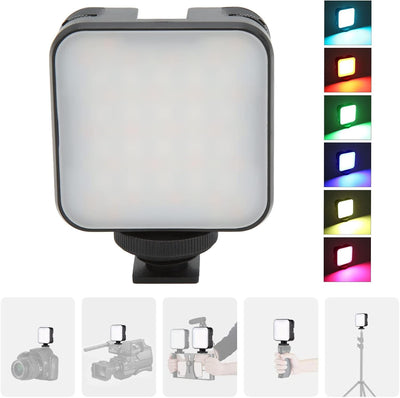 Rechargeable LED Video Light with Clip – 49 LED Beads, Dimmable with 3 Cold Shoe Mounts, Portable Lighting for Video Conferencing, Streaming, Camera, Selfie Stick, Tripod & Smartphone