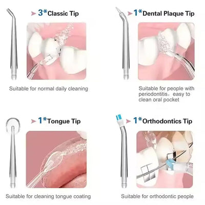 Wireless Oral Irrigator, USB Rechargeable Teeth flosser with 4 Nozzles, 3 Pressure Modes, Waterproof, Teeth Cleaner & Whitening, Portable Cordless Oral Care for Bad Breath(Pink)