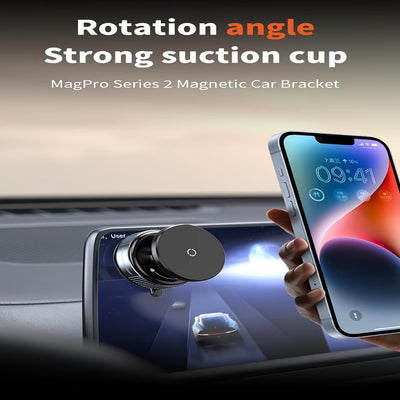 Magnetic Vaccum Car Phone Holder - 360° Rotation, Quick Lock Suction Mount