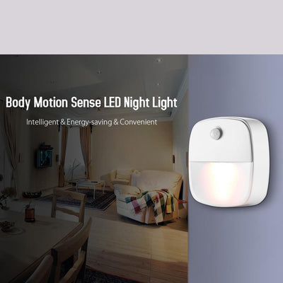 LED Motion Sensor Night Light, Battery-Powered, Warm White LED, Energy Efficient, for Bedroom, Bathroom, Kitchen, Hallway, Stairs, Closet, Cabinet – 3-Pack