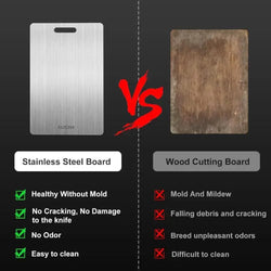 Stainless Steel Cutting Board – Titanium Chopping Board for Kitchen – SUS 304 Large Meat Chopper with Handle & Scale – Dishwasher Safe, Double-Sided, Food-Grade, Smooth Surface for Easy Cleaning