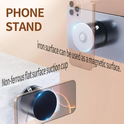 Vacuum Suction Magnetic Car Phone Holder, 360° Rotatable & Folding Phone Mount with Strong Grip, Hands-Free Use in Car, Gym, Home, for Magsafe Phones & Android (Black)