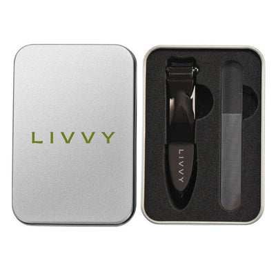 LIVVY Nail Clippers with Catcher – Heavy Duty Stainless Steel Nail Cutter Set with File, Anti-Splash Design, Sharp & Ergonomic for Fingernails & Toenails, Self-Cleaning Manicure Tool