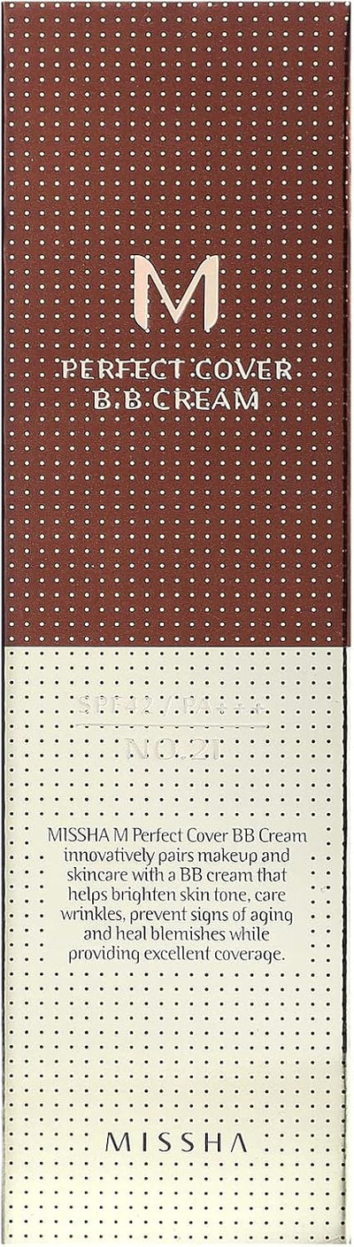 Missha, M Perfect Cover B.B Cream, SPF 42 PA+++, No. 21 Light Beige, 1.7 oz (50 ml)